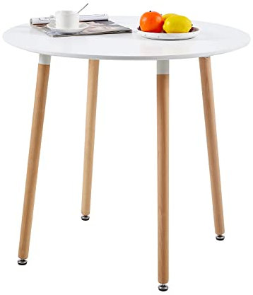 FURNITABLE Esstisch Rund Moderner I Küchentisch Mit MDF Tischplatte I Tisch Klein für Esszimmer Wohnzimmer I 80 x 80 x 74 cm I Weiß