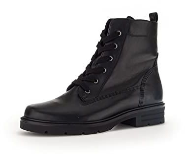 Gabor Schnürstiefeletten - Stiefeletten Damen - Schnürboots mit Wechselfußbett - Winterschuhe Damen mit Blockabsatz - Schwarz