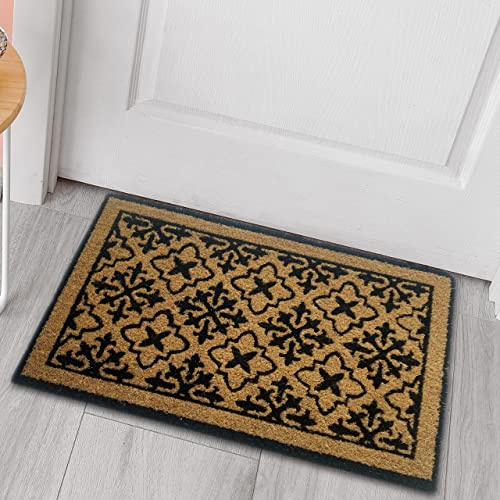 CARPETIA Fußmatte rutschfest Orientmuster Schwarz Braun Beige 40x60 cm | Robuste Naturfaser-Matte aus Kokos, pflegeleichte und rutschfeste Türmatte, als Fußabstreifer im Eingangsbereich