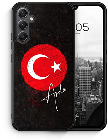 MUNIQASE Türkei mit Wunschname - Silikon Hülle für Samsung Galaxy A34 5G - Personalisierte Wunschname Türkische Schutzhülle Handyhülle Case Cover