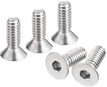 sourcing map 1/4-20x3/4 Flat Countersunk Head Socket Cap Screws, 20Pcs 304 Stainless Steel Hex Socket Flat Head Screws, Full Thread, Countersunk Bolts