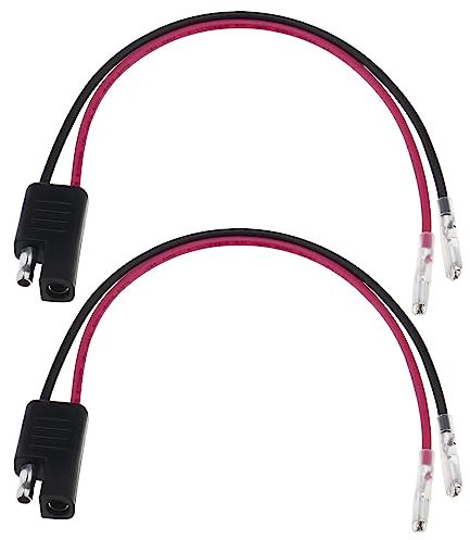Be In Your Mind 2PCS SAE Power Adapter Cable with 4.8x0.8mm Terminals 12-24V 18AWG 20cm Length Battery Lead for Electric Start Lawnmowers Motorcycles Trucks Cars Solar Panels