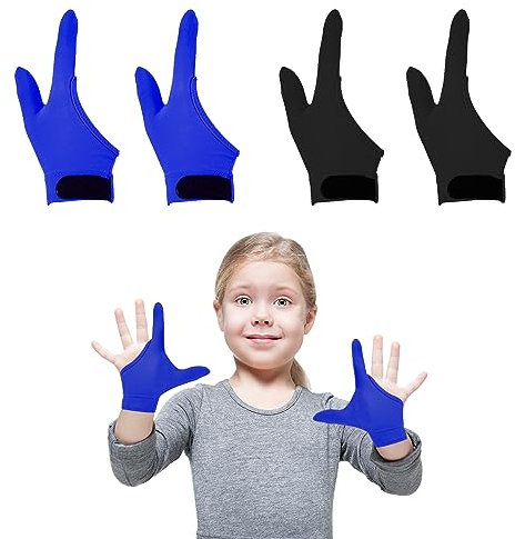 HYUXNT 4Pcs Thumb Sucking Guard Gloves, Kids Chewy Compression Gloves, Breathable Guard Nail Biting Gloves, Kids Stop Thumb Sucking and Finger Biting Generally for Ages 8-12 (2pc Blue+2pc Black)
