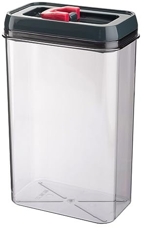 HOMESHOPA Airtight Food Storage Containers, Kitchen & Pantry Organisation, Clear Plastic Canisters with Durable Click Seal Lid, Ideal for Pasta Cereal, Flour & Sugar (2.3 Litres, Red)