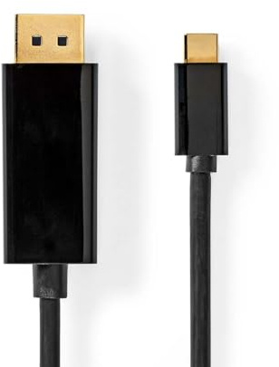 NEDIS USB-C™ Adapter - USB 3.2 Gen 1 - USB-C™ Stecker - DisplayPort Stecker - 4K@60Hz - 2.00 m - Rund - Vergoldet - PVC - Schwarz - Label