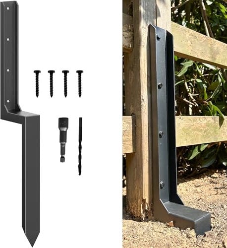 ARKSOLDIER Fence Post Repair Kit - Thickened 11-Gauge Steel Anchor & Stakes to Fix Broken/Leaning 4x4/6x6 Wood Posts (Heavier at 5.47 lbs, 1-Pack)