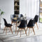 H.J WeDoo Esstisch-Set mit 6 Stühlen, rechteckig, 110 cm, geeignet für Esszimmer, Küche, Wohnzimmer | Schwarz Tisch + schwarze Stühle