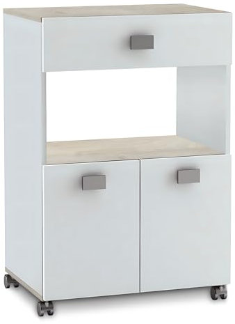 habeig Küchenwagen, Weiss, Küchentrolley, Rollen, Schublade, Küchenschrank, Kücheninsel, Holz, 356145, Küche, 90x60x41cm