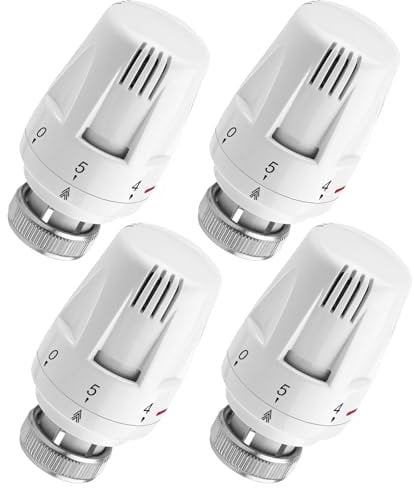Valvula Termostatica Radiador Termostato Radiador: BYZESTY 4 Piezas Cabezal Termostático Radiador M30 X 1,5, Válvula Termostática Radiador con Protección Contra Heladas, 0-5 Funciones de Ajuste
