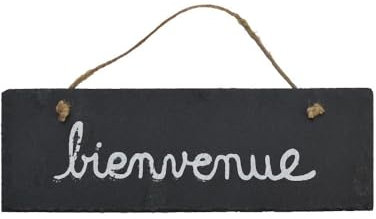 Plaque de Porte d'entrée Bienvenue en Ardoise Grise 30x10cm