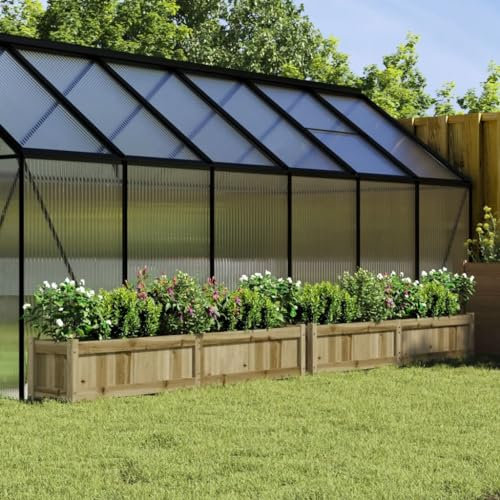 Cosisti Jardinières Lot de 2 Jardinière Bois jardinieres Exterieur Bac a Fleur Bois Lit Surélevé de Jardin Potager pour Cultiver Fleurs Herbes Plantes-Naturel impregné-180x31x31 cm-2 pcs
