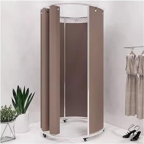 AviiSo Temporärer Einfacher Anproberaum für Bekleidungsgeschäfte/Fotostudios/Büro, Umkleidekabine auf Rädern, Umkleidekabine mit Privatsphäre mit Schattierungsvorhang (Color : Brown)