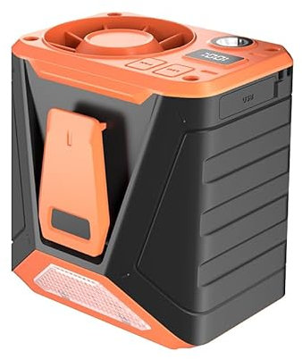 OBEST Ventilador Portátil con Clip Cintura Linterna LED, Mini Ventilador Camping Recargable 3 Velocidades, Banco Energía 3000mAh, Ventilador Tienda Campaña para Exterior Picnic, Pesca, Viajes, Hogar