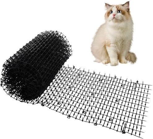 LDXDRU 30 x 400cm Black Anti Cat Spike, Plastic Cat Repellent Mat with Spikes, Anti Pet Cat Dog Fox Deterrent Net, Flat Prickle Strip Dig Stopper for Home Outdoor Garden Lawn Protection