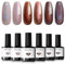 Modelones Gel Nail Polish Set, 6 Colors Nude Brown Chameleon Gel Polish Purple Brown Gel Nail Polish Set Soak Off Glitter Nail Gel Nail Art DIY Manicure Salon and Home for Women