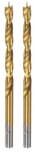 HARFINGTON 2pcs Brad Point Drill Bit 4.5mm(11/64) Dia Straight Round Shank Drill Metric Brad Point Spiral Twist Drill Bits for Carpenter Woodworking Plastic Rubber, Golden