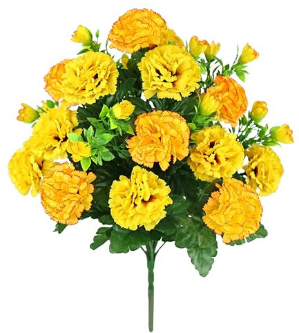 Flair Flower Künstlicher Nelkenstrauß 42 cm Kunstblumenstrauß Nelken Herbstblumen Blumensträuße Seidenblume Kunstblumen wie echt Dekoblumen Bouquet Mittelstück Blumenstrauß Hochzeit Haus Tischdeko