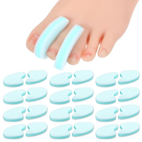 PEOVLVN 12 Pack Foam Toe Separators, Toe Spacers for Women Men 3 Layer Foam Toe Spacers Toe Stretcher Divider for Overlapping Toe Bunion Corrector Hammer Toes and Prevent Corns