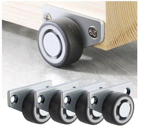 4 Rollen seitlich montierte Lenkrollen, leise Gummiräder für Möbel, Küchenschrank, Tisch