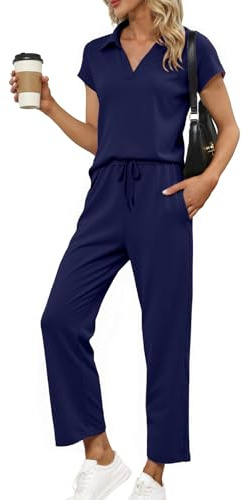Glamaker 2-teiliges Sommer-Outfit für Damen, Loungewear, Flügelarm, Poloshirt und Hose, Trainingsanzug, Reiseanzug, passendes Outfit 2026