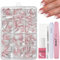 DMQ Almond Cat Eye Press on Nails Kit, 240Pcs Natural Pink Gradient Glitter False Nails Short, Oval French Fake Nail Pink Tips, 12 Sizes Glossy Full Cover Stick on Nail for Women Girls Nail Art