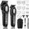 VGR Professioneller Haarschneider für Herren, Kabelloses Barber Set, Haarschneidemaschine Set mit 10 Aufsteckkämmen, USB Wiederaufladbarer Profi Haarschneider mit LED-Anzeige, Schwarz