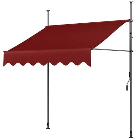 DKPLOE Klemmmarkise Balkon Outdoor Markise Balkon Ohne Bohren Wasserdicht Sonnenschutz Einfach Zu Öffnen Und Zu Schließen Geeignet für Den Gewerblichen Gebrauch(Rot,3x1.2M)