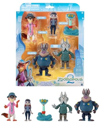 Disney’s Zootropolis 2 Adventure 5-Pack - Articulated 3” Figures with 2 Undercover Characters - Collector’s Series - Suitable for Ages 4+