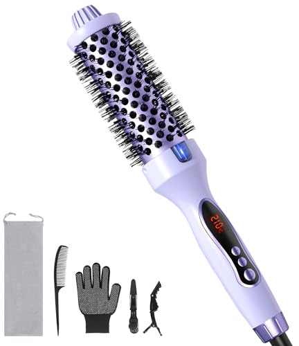 FELLAT Thermobürste, Thermal Brush Ionische Lockenbürste Erhitzt zur Erzeugung Natürlicher Locken, Haarglätter und Lockenwickler 2 in 1, Dual Spannung, 9 Temperaturstufen, Haar schonend