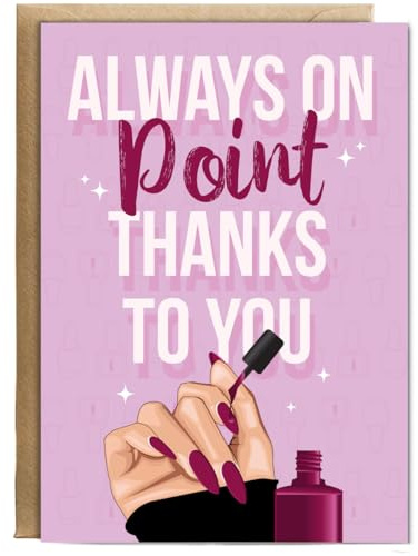 Hippowarehouse Thank You Card for Nail Technician Nails Always on Point Personalised Card A6 with envelope for him for her Funny Cards for Men and Women Blank inside option