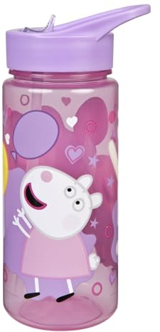 Undercover Scooli AERO Peppa Wuz Pig Trinkflasche, 500 ml, BPA-Frei, Pink-Lila, Mit Ausklappbarem Trinkstutzen, 19x9 cm