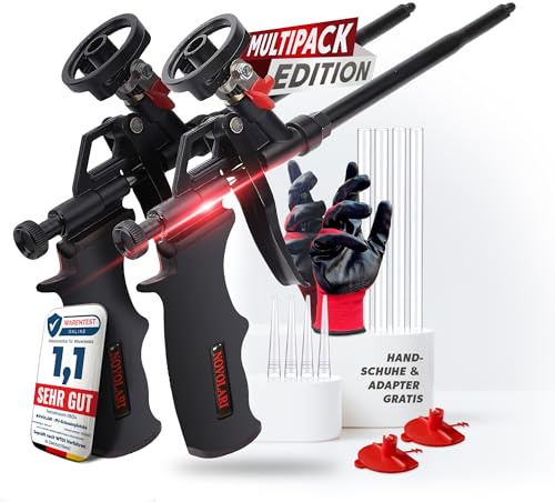 Novolari® 2 x PU Bauschaumpistole mit selbstschließendem Ventil | langlebiger Kupferspitze – präzise Ergebnisse ohne Reinigungsaufwand - PU Schaumpistole für maximale Haltbarkeit - Foam Gun