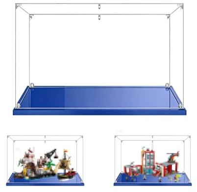 MADEHAY 60x40x40cm Transparenter Acryl Staubdicht Vitrine Schwarz Basis | Große Display Boxen für Lego Serie Modell 10320 60110