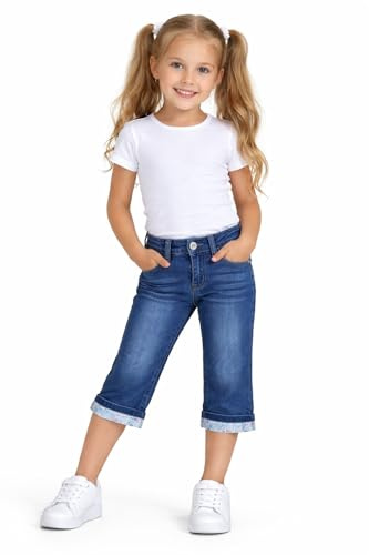 Girls Fashion Capri Stretch Jeans Hose Kinder Sommerhose M416e