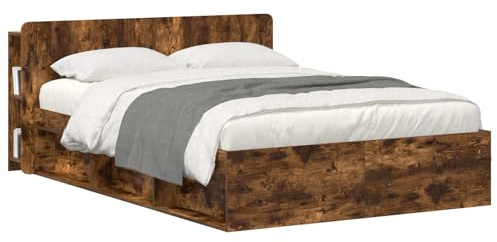 vidaXL Kopfteil Schrank mit Speicher Geräucherte Eiche Holzwerkstoff, Stylischer U-förmiger Holz-Kopfbereich, Multifunktionale Kommode, Moderne Möbel, Organisierer, Stauraumlösung