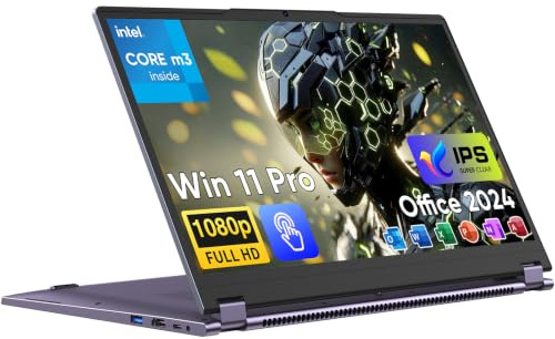 EYY Computer portatile touchscreen 2 in 1 da 15,6 pollici, laptop convertibile a 360° con processori Core M3-8100Y, 16 GB RAM 512 GB SSD, display FHD 1920 x 1080, Win 11 Pro, WiFi, BT5.1, tastiera