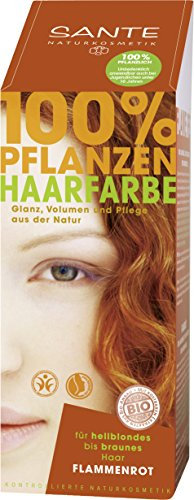 SANTE Naturkosmetik Pflanzen-Haarfarbe Pulver, Flammenrot, 100g