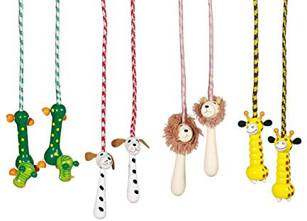 Goki Toys Pure Corde à Sauter Animaux avec poignées en Bois comme Motifs d'animaux (différentes Versions)