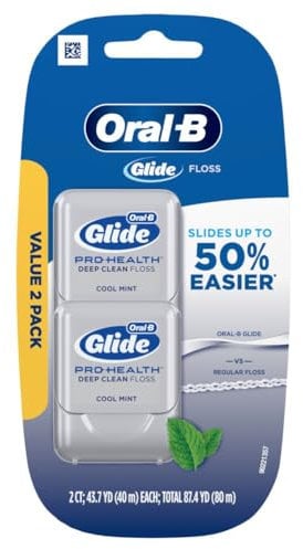 Oral-B Glide Pro-Health Deep Clean - Filo interdentale, alla menta fredda, 40 m, confezione da 2