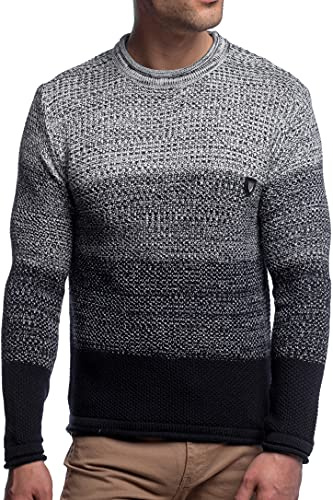 Karl´s People Herren Strick-Pullover Rundhals | Männer Winter-Pullover Color-Block|stylischer Herren Strick-Pulli | Warmer Männer Pulli Grobstrick| Herrenpullover Herren Basic Longsleeve