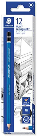 STAEDTLER Zeichenbleistift Mars Lumograph, Härtegrad 7B, unglaublich bruchfeste Premium-Bleistifte, hohe Qualität, spezielle Minenrezeptur, Sechskantform, 12 Bleistifte in Faltschachtel, 100-7B