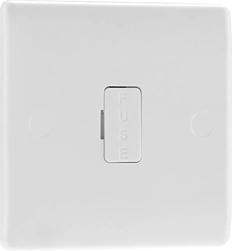 BG Electrical Unswitched Fused Spur Connection Unit, Double Pole, Round Edge, Nexus 800 Series, White Moulded, 13A, 854