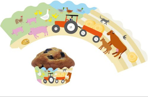 DH-Konzept 12 Bauernhof/Farm - Cupcake Deko Banderolen Muffinförmchen Muffin Förmchen Kindergeburtstag Geburtstag Party Kuchen Tiere Bauer