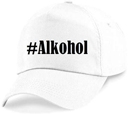 Reifen-Markt Base Cap Hashtag #Alkohol Größe Uni Farbe Weiss Druck Schwarz