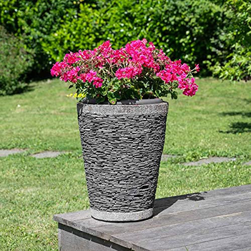 Wanda collection Pot Bac Jardinière Conique Ardoise 50cm Jardin Terrasse Zen