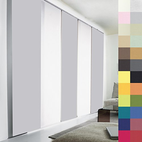 Sun World Schiebegardinen nach Maß, hochqualitative Wertarbeit, alle Größen verfügbar, Maßanfertigung, Schiebevorhang, Raumteiler, Flächenvorhang, Blickdicht (155cm Höhe x 60cm Breite/Light Grey)