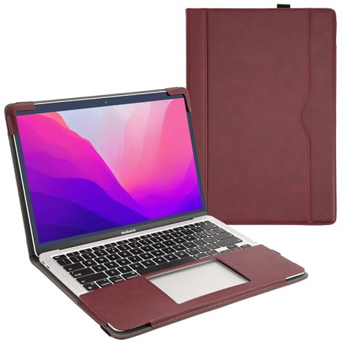 TYTX Leather Case Compatible with NEW MacBook Pro 13 Inch M2 M1 A2338 A2289 A2251 A2159 A1989 A1706 A1708 2021 2020-2016 Release,Leather Laptop Case Protective Folio Book Cover, Wine Red