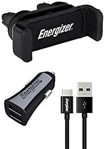 Energizer MOBILES AND ACCESSORIES CKITB2CC23 - Kit voiture - Support clip - 3.4 A - 2 USB - Câble Lightning Inclus/Compatible MFI - Prise Allume Cigare - Charge et Synchronisation Rapide - Noir