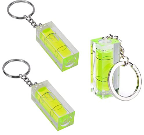 Riceei 2Pcs/Set Mini Acrylic Green Spirit Level Key Ring Style 15x15x40mm Bubble Level Key Chain Pocket Tool Accessories Gadget Gift Measuring Instruments Levels Layout Tools