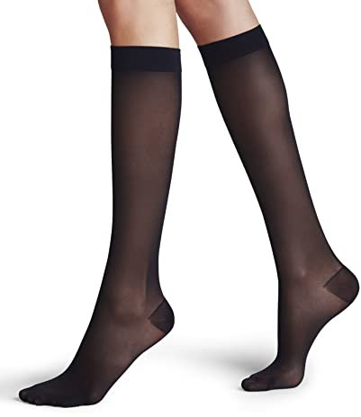 FALKE Damen Kniestrümpfe Energize 30 DEN W Kh transparent mit Kompression 1 Paar, Blau Marine 6179, 37-38